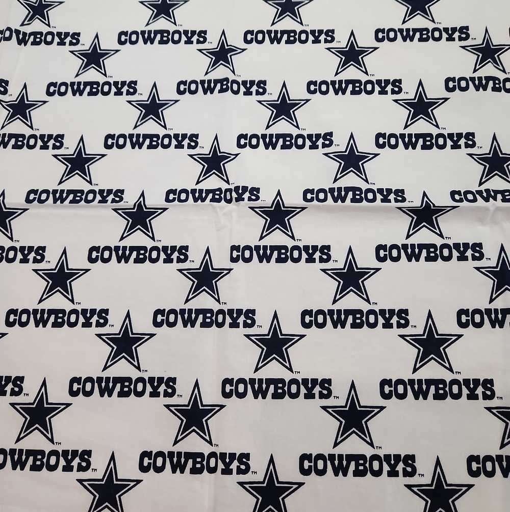Fabric Piece NFL Dallas Cowboys White and Navy Star Print 18x27